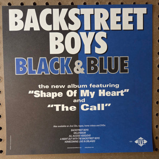 Backstreet Boys - "Black & Blue" - 2000 Vintage Promotional Double-sided Album Cover Poster Flat
