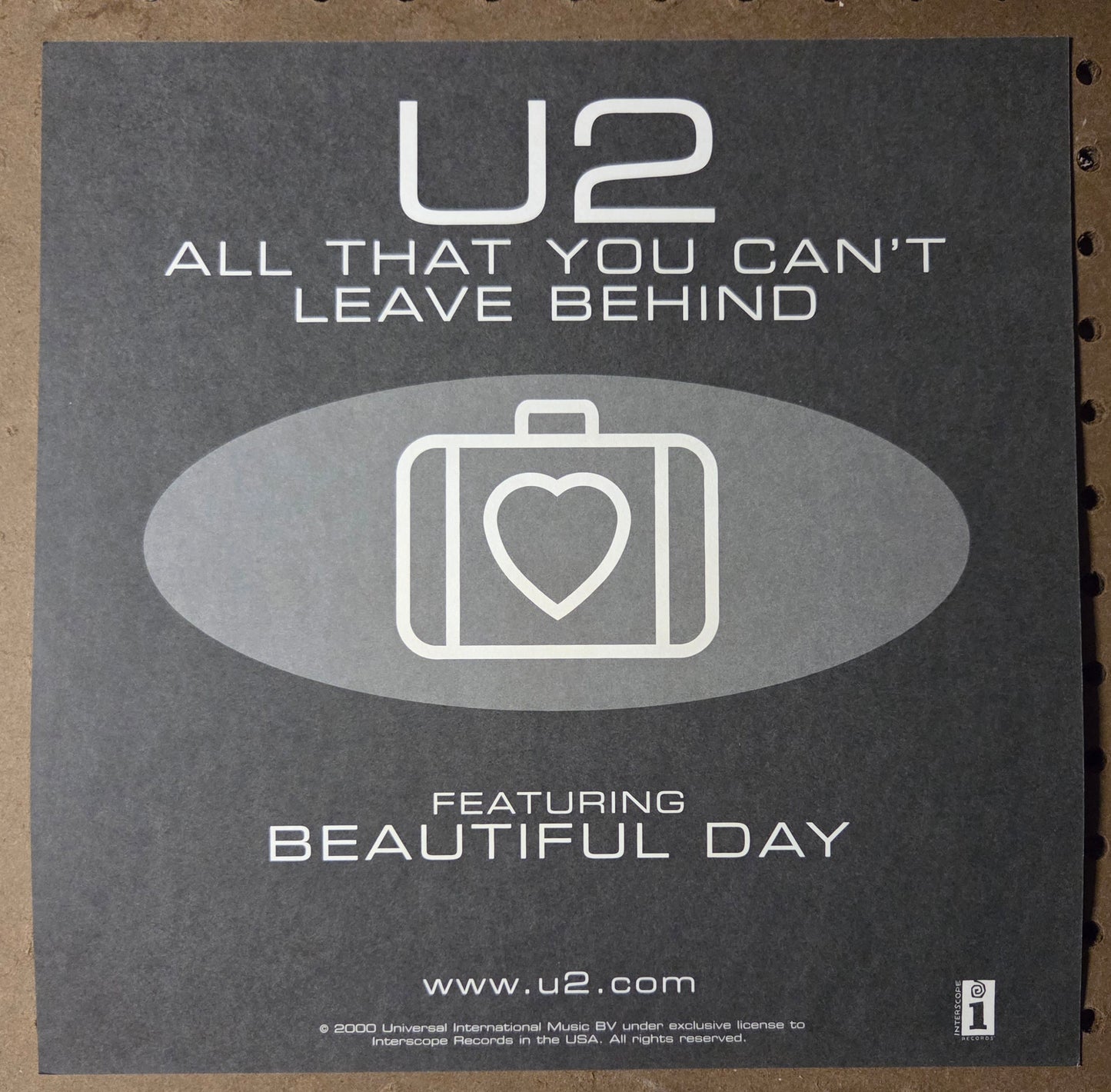 U2 - All That You Can't Leave Behind - Vintage 12x12 Double-sided Album Cover Promo Poster