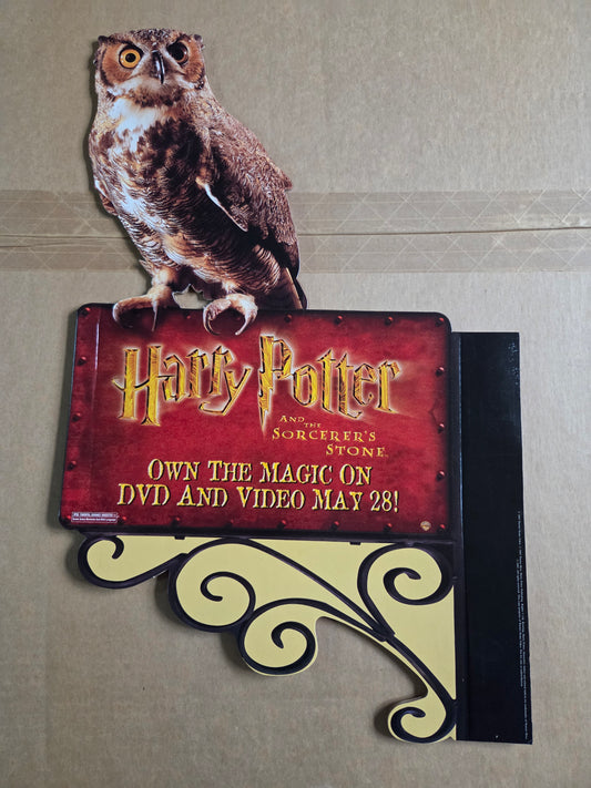 Harry Potter and the Sorcerer's Stone - Vintage 2002 Original Promotional Hanging Owl Sign