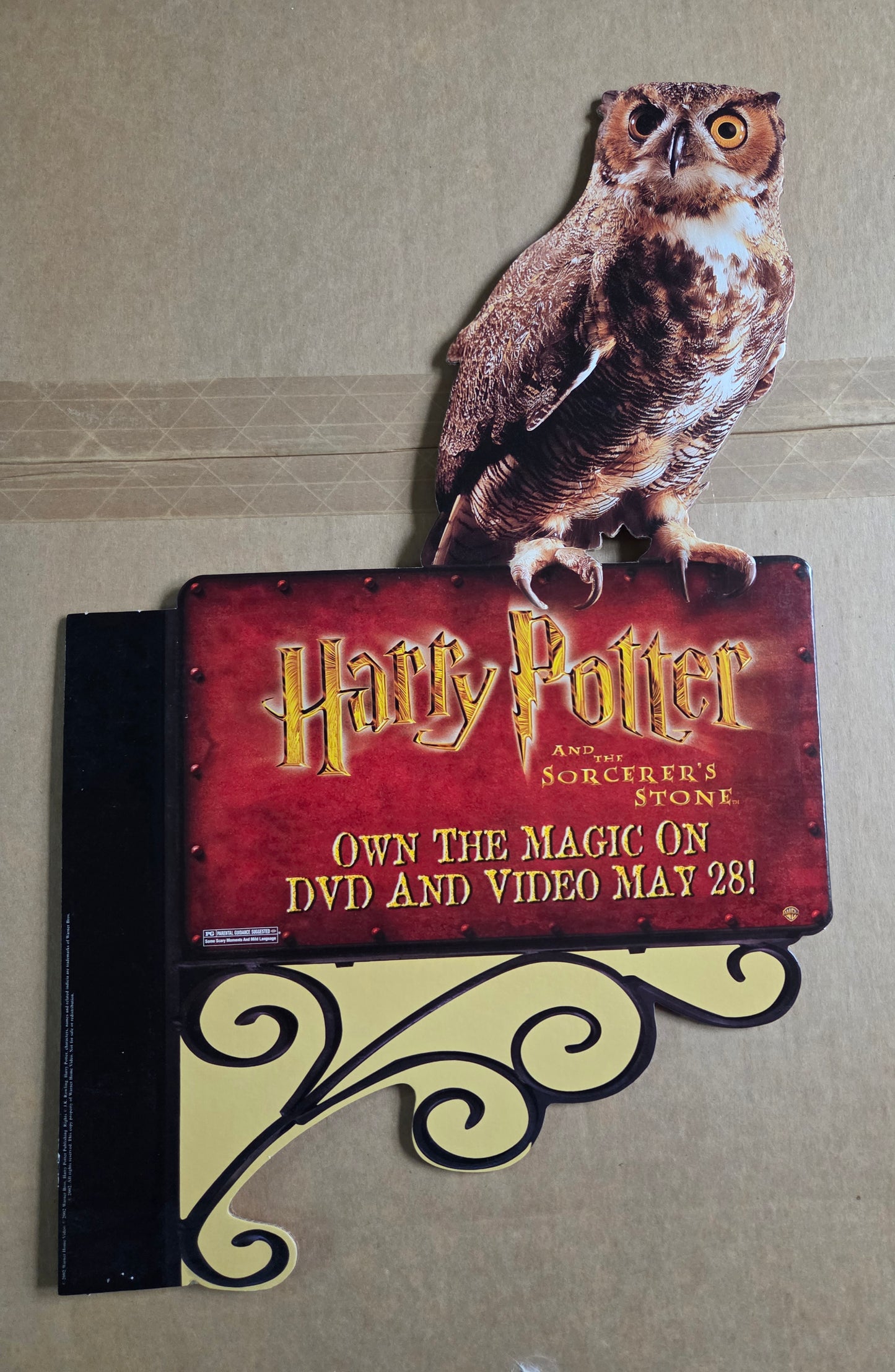 Harry Potter and the Sorcerer's Stone - Vintage 2002 Original Promotional Hanging Owl Sign