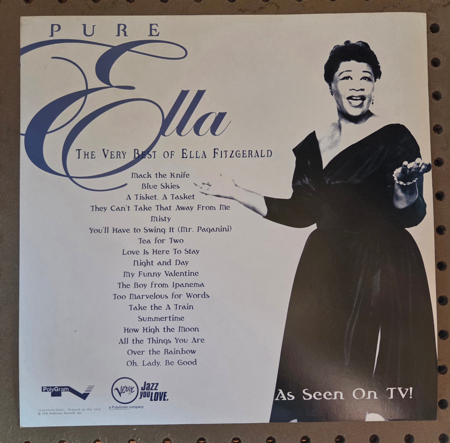 Ella Fitzgerald "Pure Ella" - 1998 Vintage Promotional Double-sided Album Cover Poster Flat