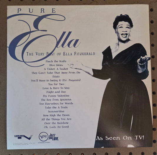 Ella Fitzgerald "Pure Ella" - 1998 Vintage Promotional Double-sided Album Cover Poster Flat