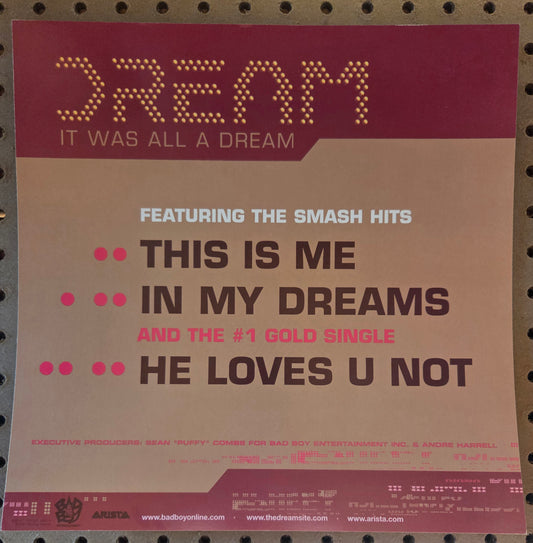 Dream "It Was All A Dream" - 2001 Vintage Promotional Double-sided Album Cover Poster Flat