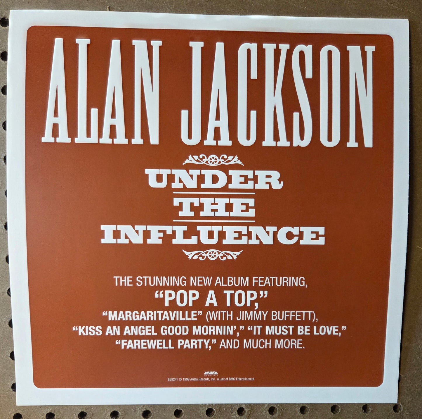 Alan Jackson "Under the Influence" - 1999 Vintage Promotional Double-sided Album Cover Poster Flat