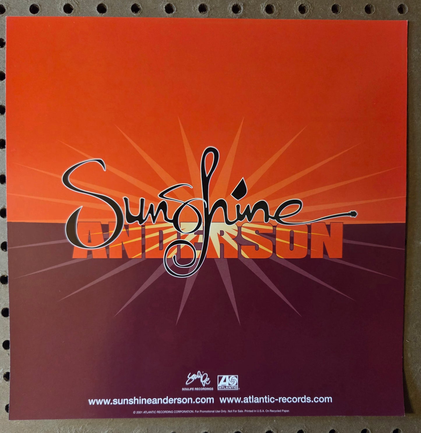 Sunshine Anderson - 2001 Vintage Promotional Double-sided Album Cover Poster Flat