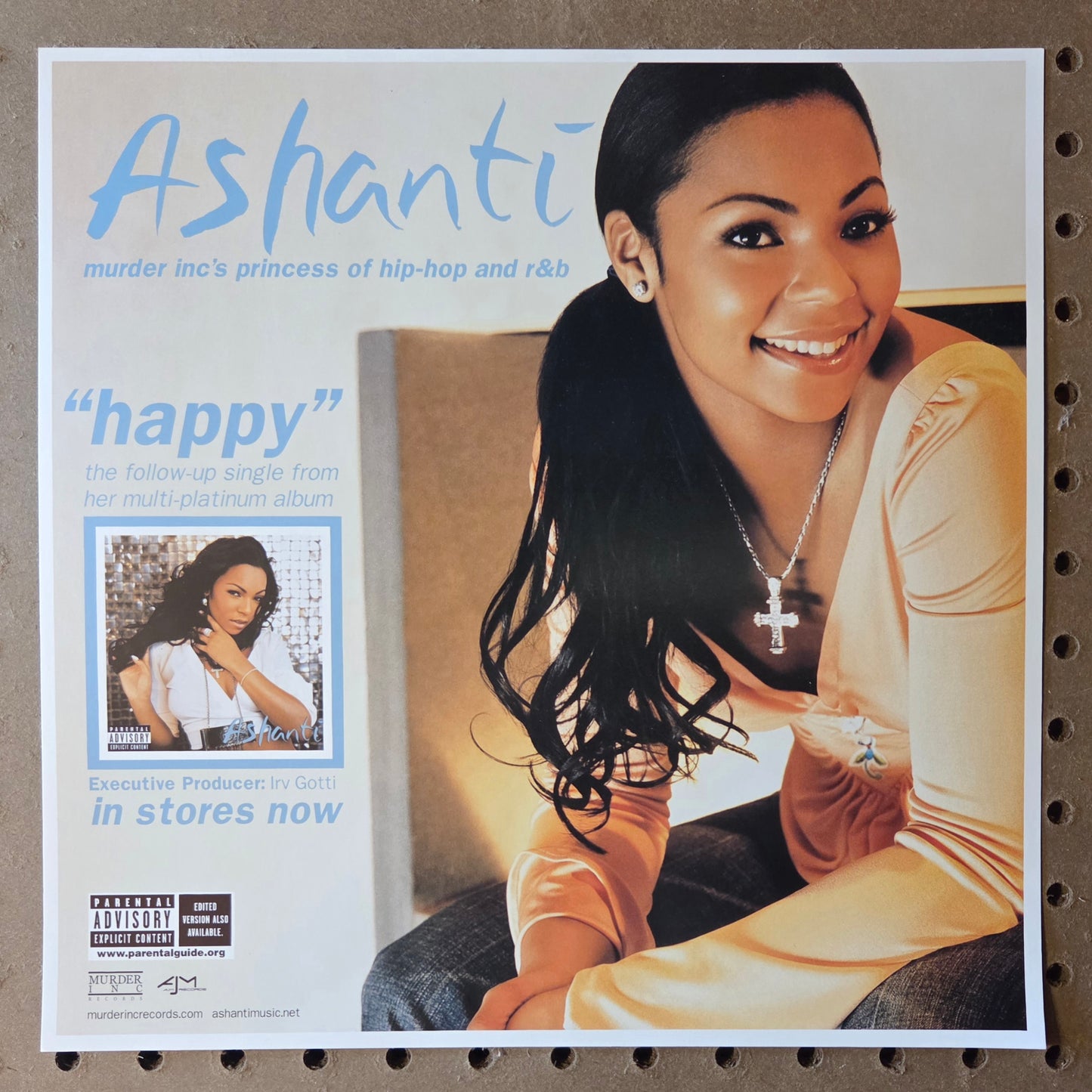 Ashanti - 2002 Vintage Promotional Double-sided Album Cover Poster Flat