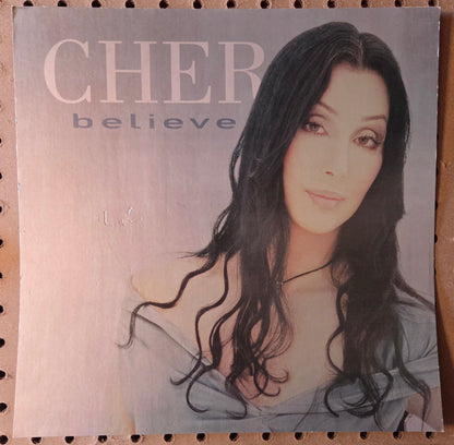 Cher "Believe" - 1998 Vintage Promotional Double-sided Album Cover Poster Flat