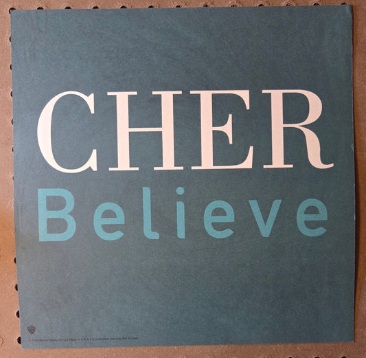 Cher "Believe" - 1998 Vintage Promotional Double-sided Album Cover Poster Flat