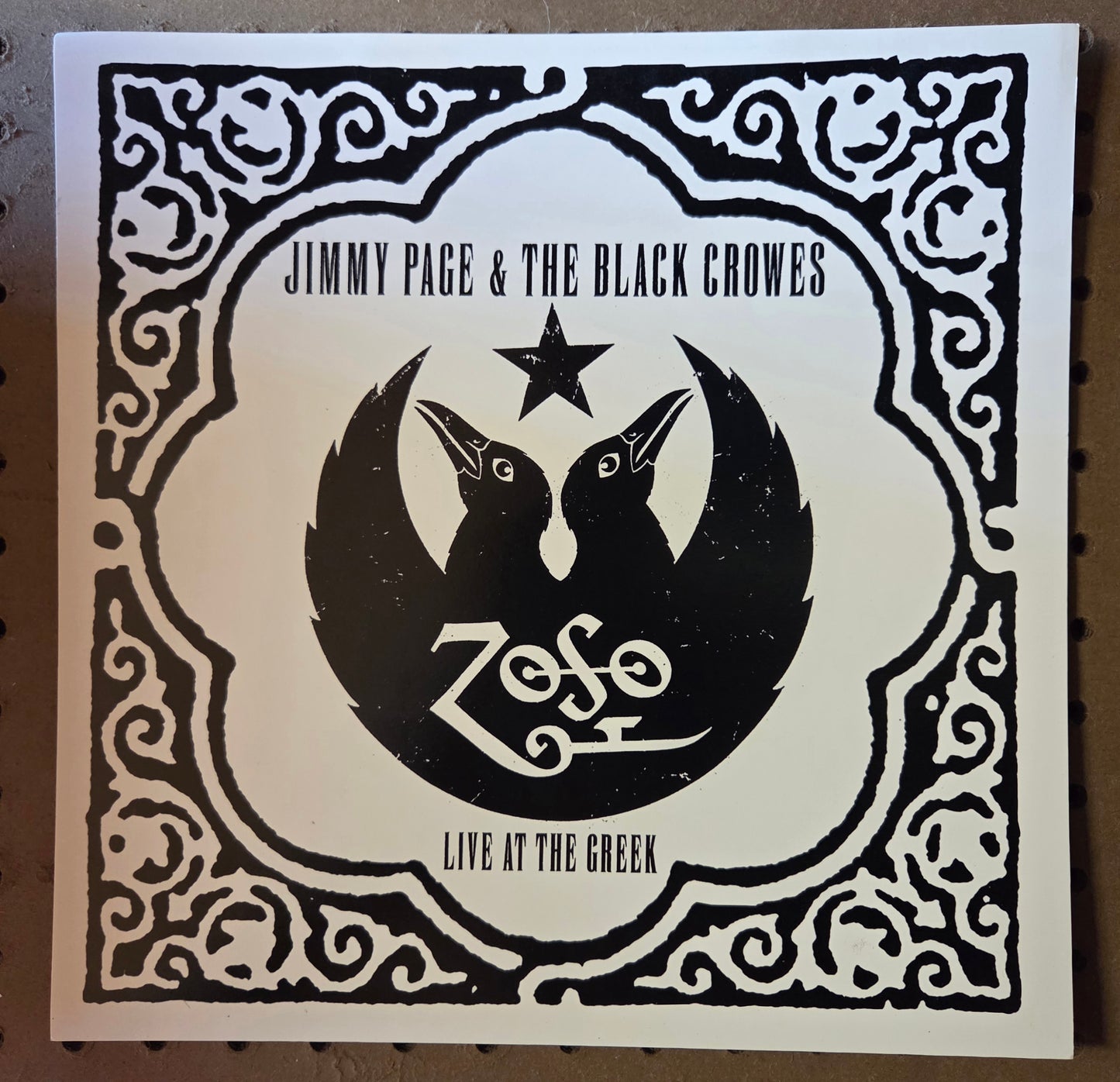Jimmy Page & The Black Crowes - Live at the Greek" - 1999 Vintage Promotional Double-sided Album Cover Poster Flat
