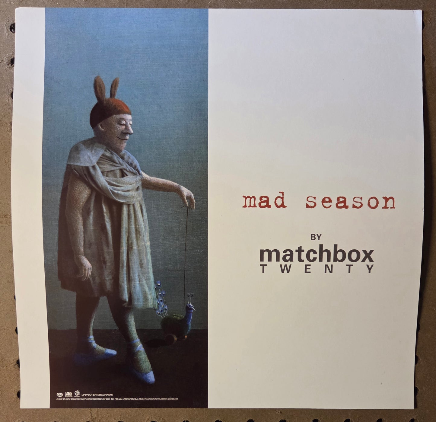 Matchbox Twenty "Mad Season" - 2000 Vintage Promotional Double-sided Album Cover Poster Flat