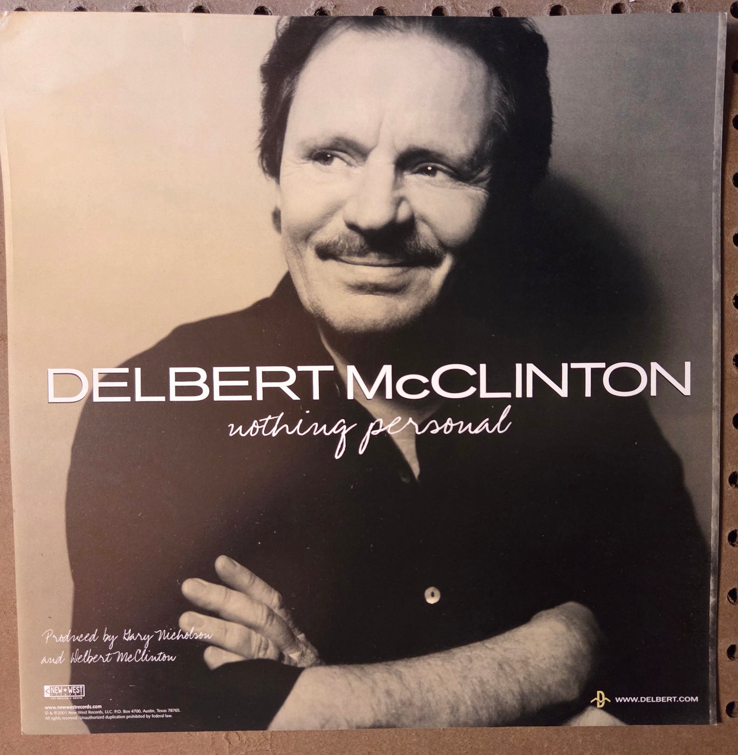 Delbert McClinton "Nothing Personal" - 2001 Vintage Promotional Double-sided Album Cover Poster Flat