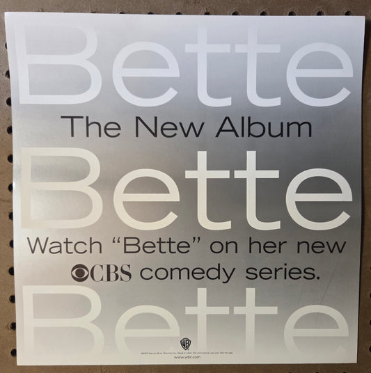 Bette Midler "Bette" - 2000 Vintage Promotional Double-sided Album Cover Poster Flat