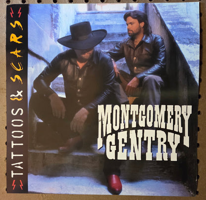Montgomery Gentry " Tattoos & Scars" - 1999 Vintage Promotional Double-sided Album Cover Poster Flat