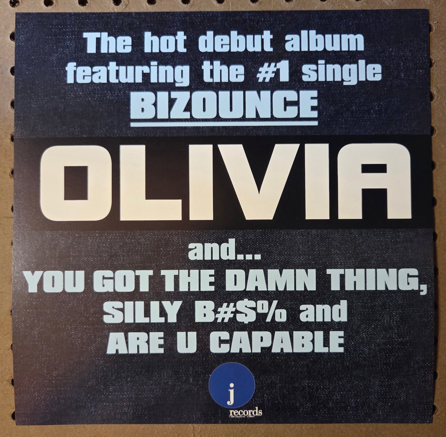 Olivia - 2001 Vintage Promotional Double-sided Album Cover Poster Flat