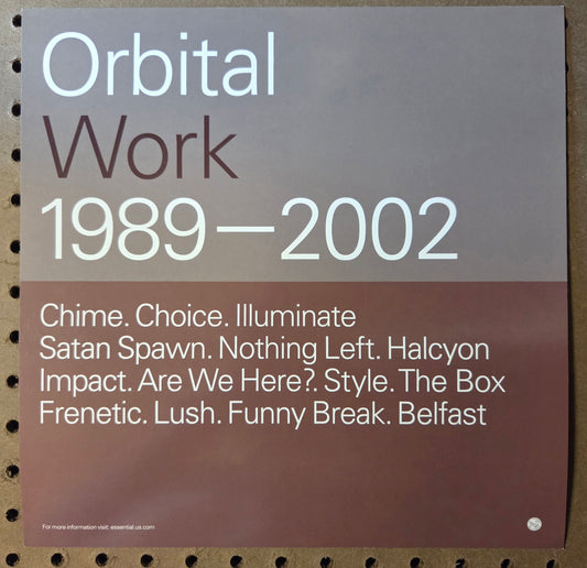 Orbital "Work 1989-2002" - 2002 Vintage Promotional Double-sided Album Cover Poster Flat
