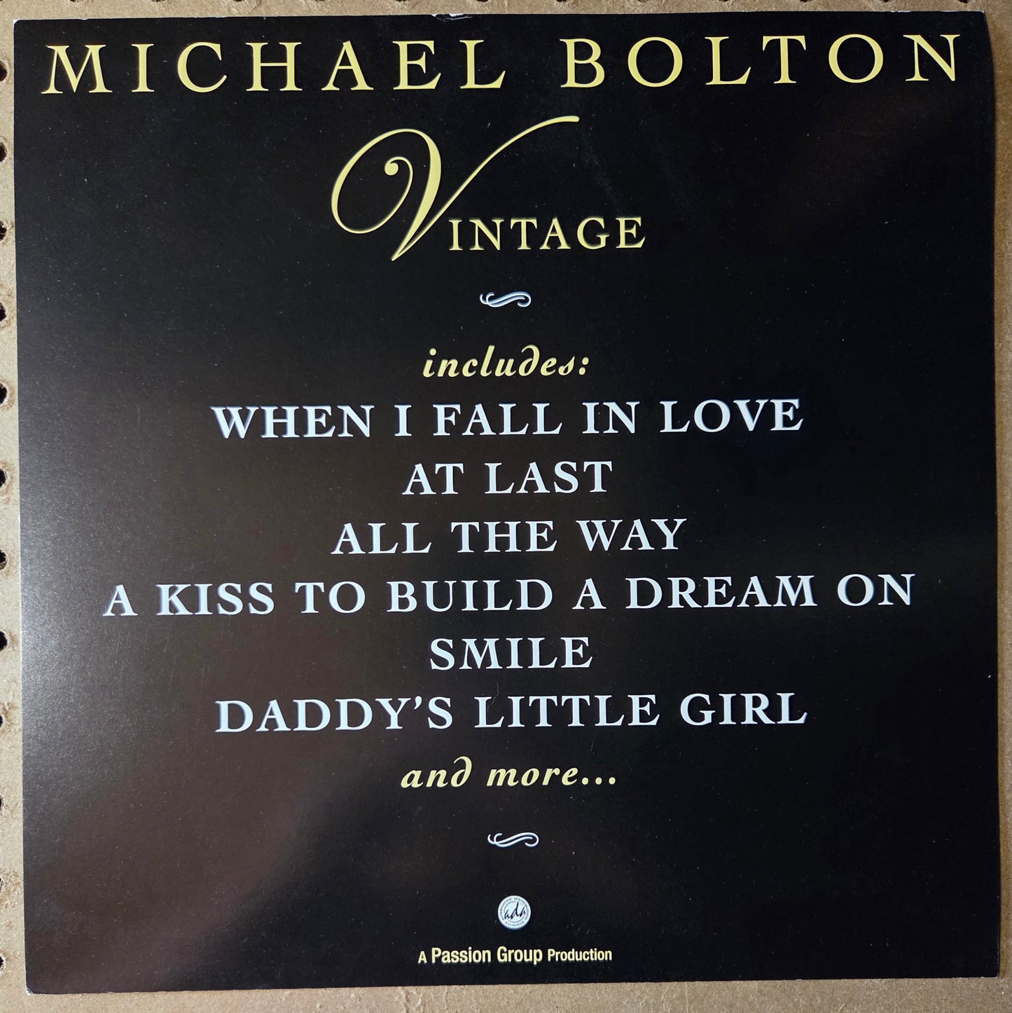 Michael Bolton "Vintage" - 2003 Vintage Promotional Double-sided Album Cover Poster Flat