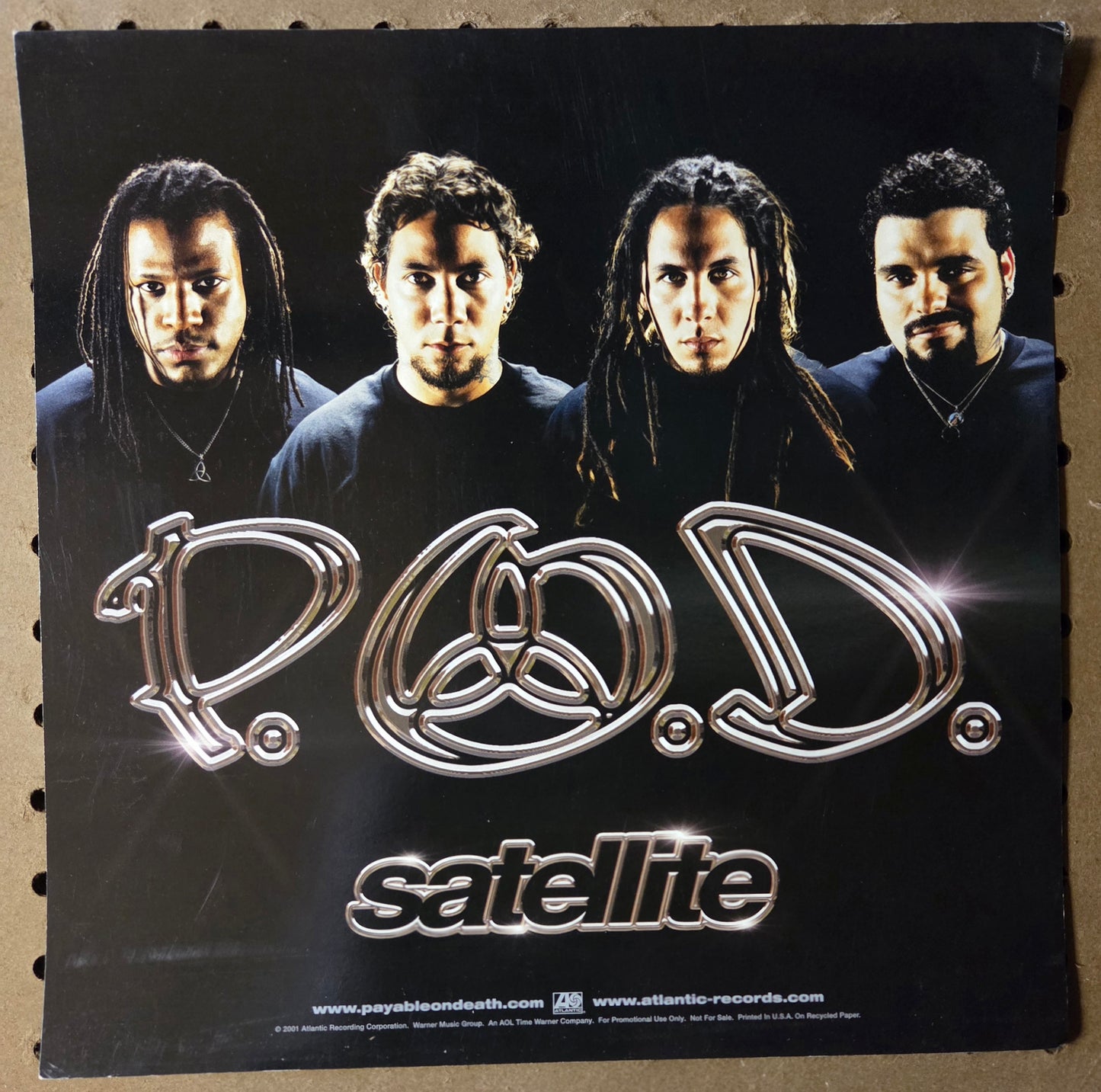 P.O.D. "Satellite" - 2001 Vintage Promotional Double-sided Album Cover Poster Flat
