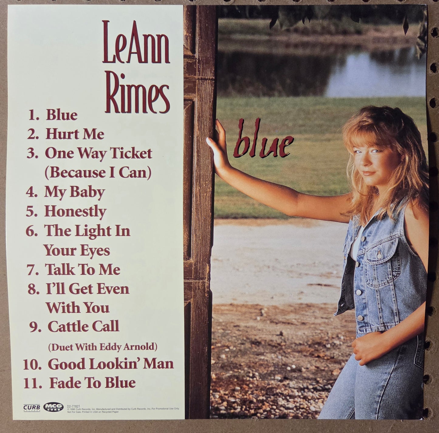 LeAnn Rimes "Blue" - 1996 Vintage Promotional Double-sided Album Cover Poster Flat
