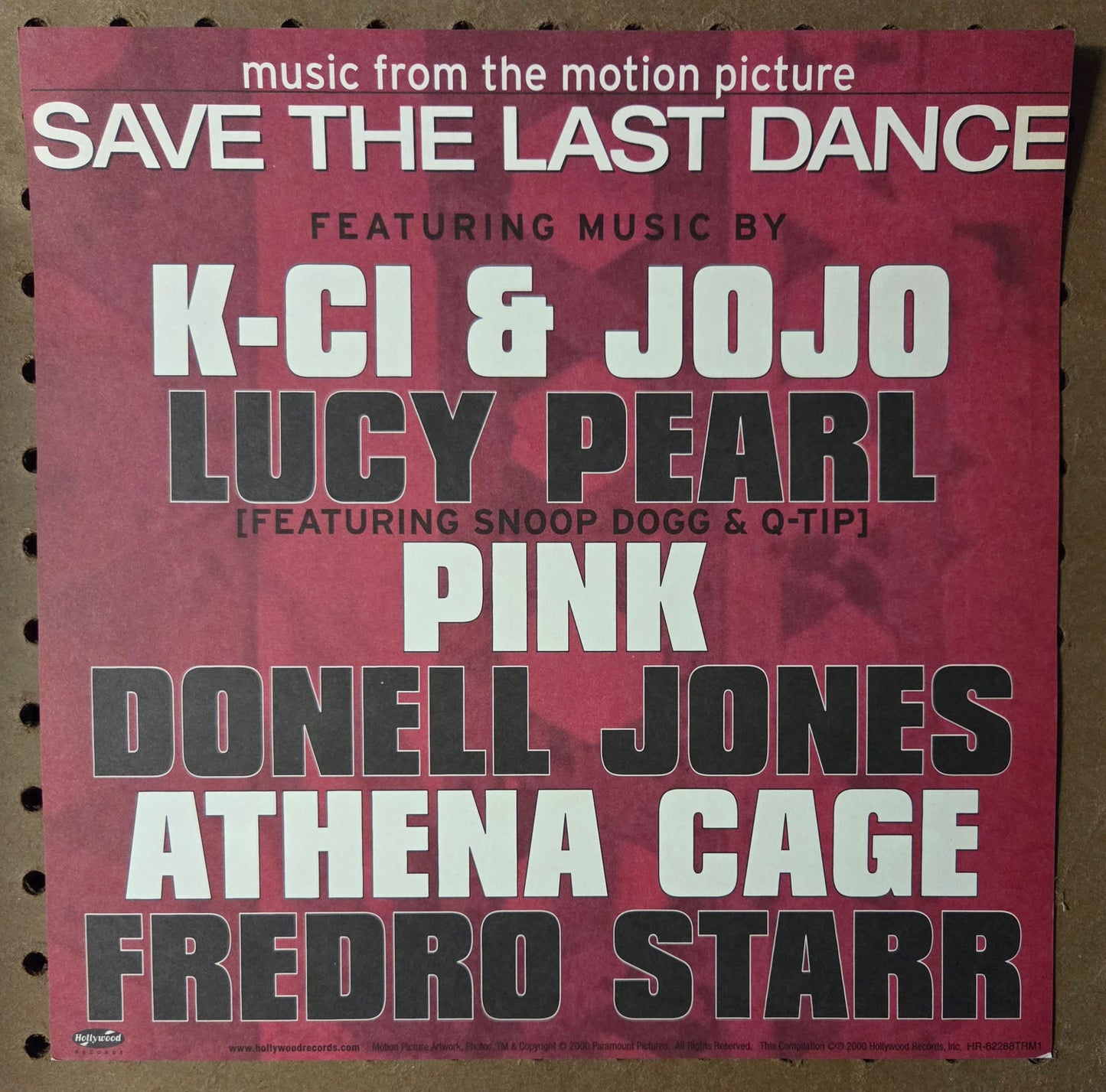 Save the Last Dance Motion Picture Soundtrack - 2001 Vintage Promotional Double-sided Album Cover Poster Flat