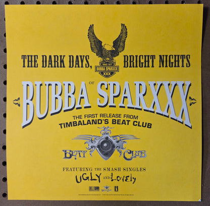 Bubba Sparxxx "Dark Days, Bright Nights" - 2001 Vintage Promotional Double-sided Album Cover Poster Flat
