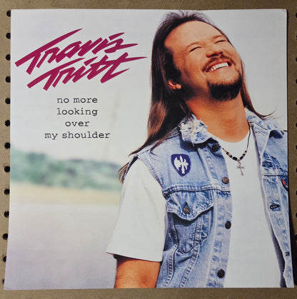 Travis Tritt "No More Looking Over My Shoulder" - 1998 Vintage Promotional Double-sided Album Cover Poster Flat