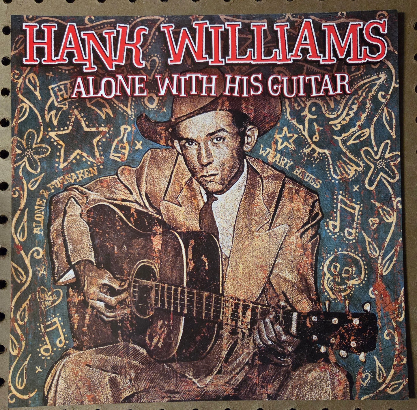 Hank Willaims "Alone With His Guitar" - 2000 Vintage Promotional Double-sided Album Cover Poster Flat