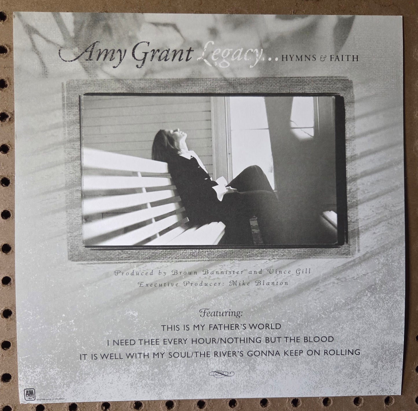 Amy Grant - "Legacy...Hymns & Faith" - 2002 Vintage Promotional Double-sided Album Cover Poster Flat