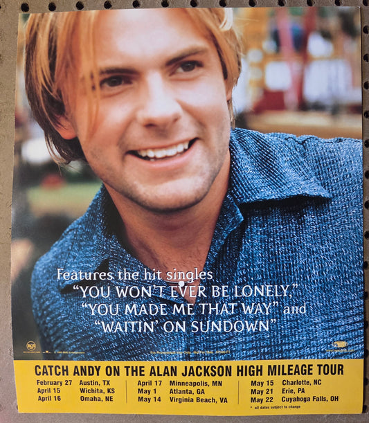 Andy Griggs "You Won't Ever Be Lonely - 1999 Vintage Promotional Double-sided Album Cover Poster Flat
