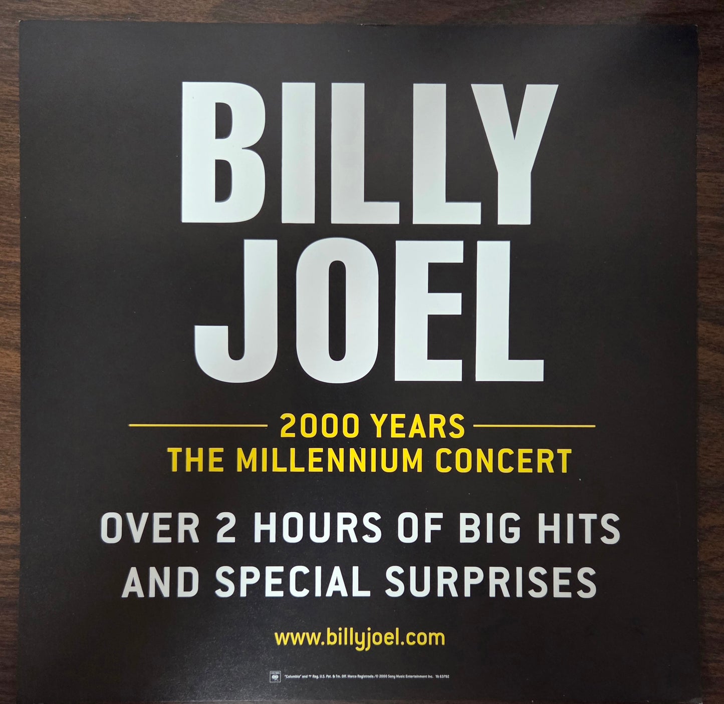 Billy Joel 2000 Years: The Millennium Concert - 2000 Vintage Promotional Double-sided Album Cover Poster Flat