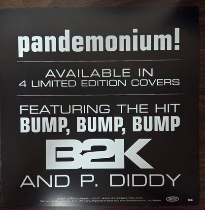 B2K "Pandemonium!" - 2002 Vintage Promotional Double-sided Album Cover Poster Flat