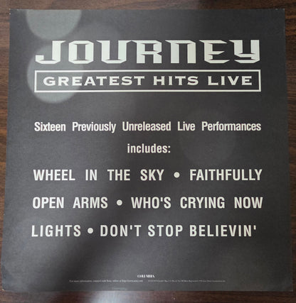 Journey Greatest Hits Live - 1998 Vintage Promotional Double-sided Album Cover Poster Flat