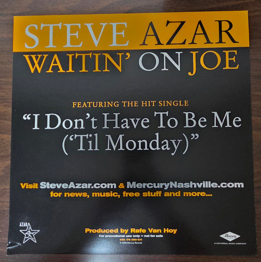Steve Azar "Waitin' on Joe" - 2002 Vintage Promotional Double-sided Album Cover Poster Flat