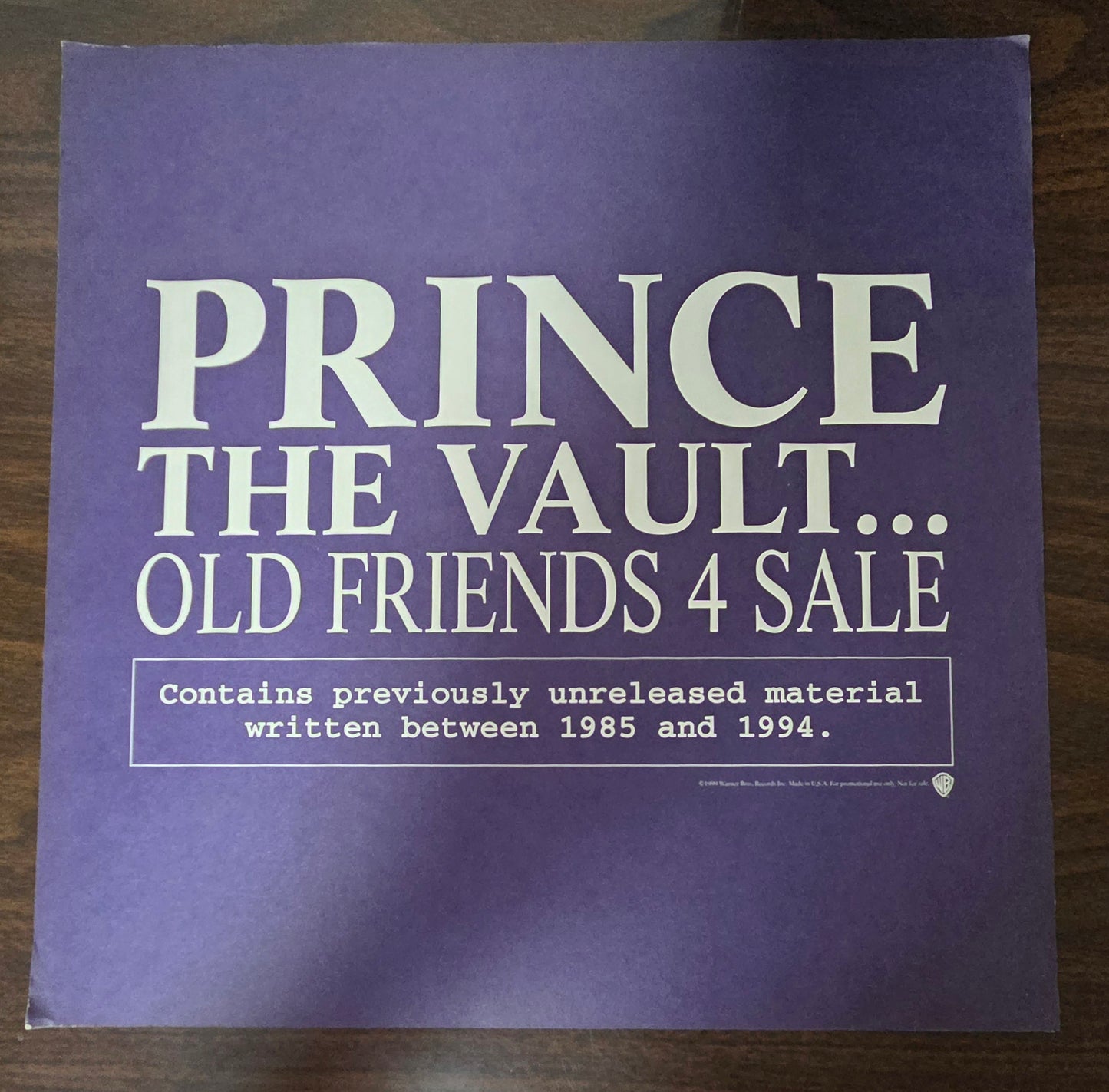 Prince - The Vault... Old Friends 4 Sale - Vintage Promotional Double-sided Album Cover Poster Flat