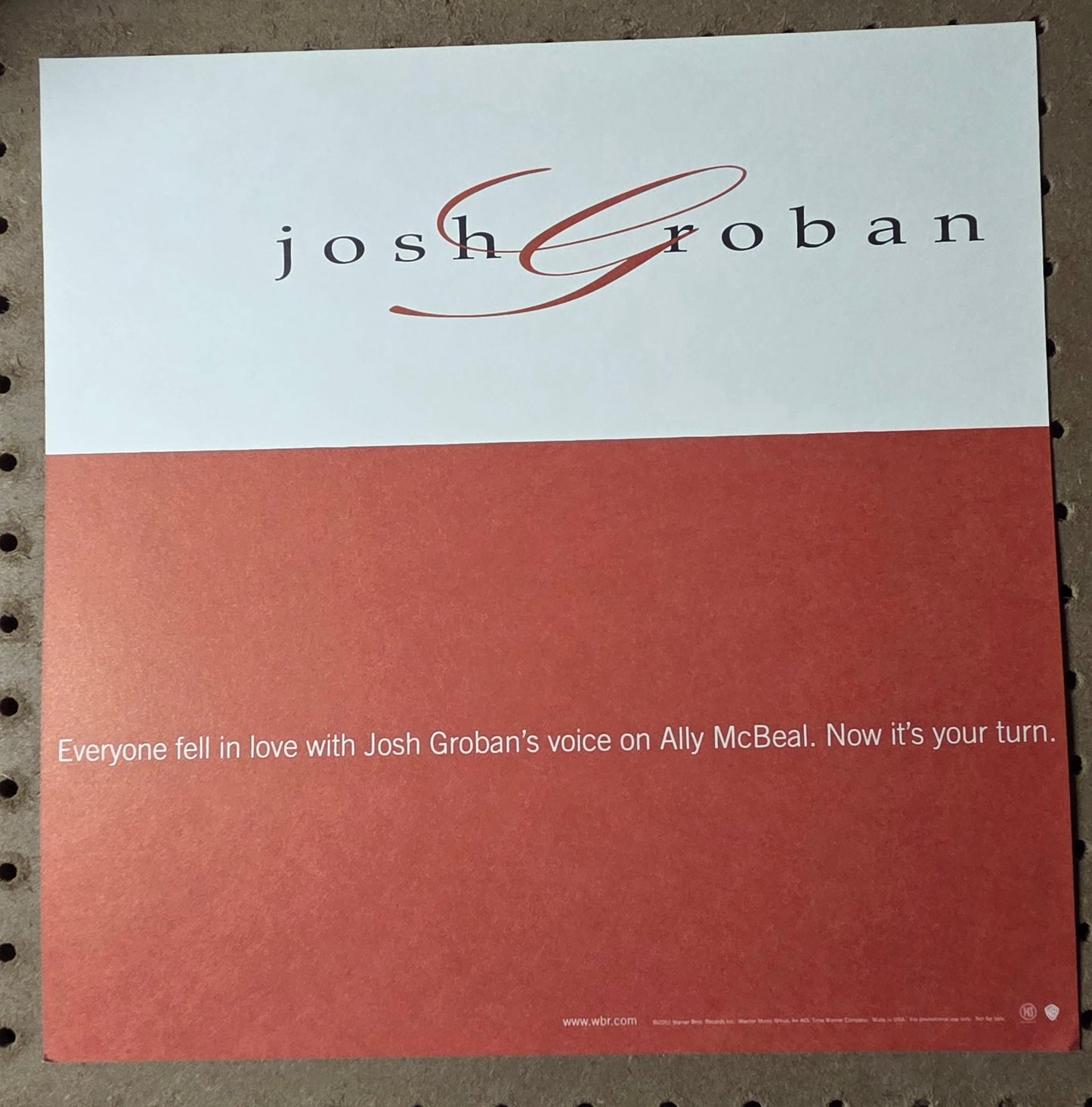Josh Groban - 2001 Vintage Promotional Double-sided Album Cover Poster Flat