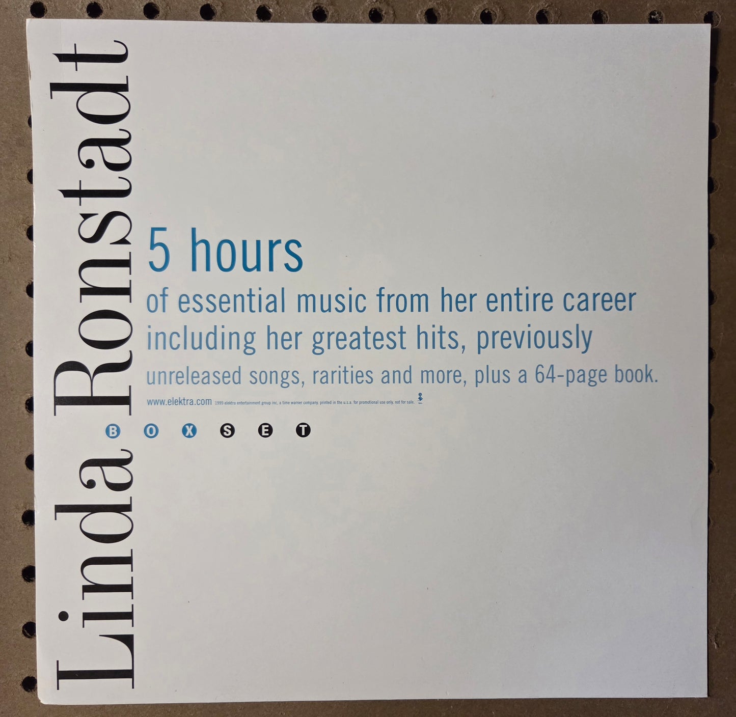 Linda Ronstadt - self-titled - Vintage 12x12 Double-sided Album Cover Promo Poster