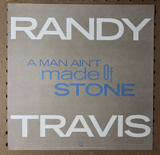 Randy Travis - A Man Ain't Made of Stone - Vintage 12x12 Double-sided Album Cover Promo Poster