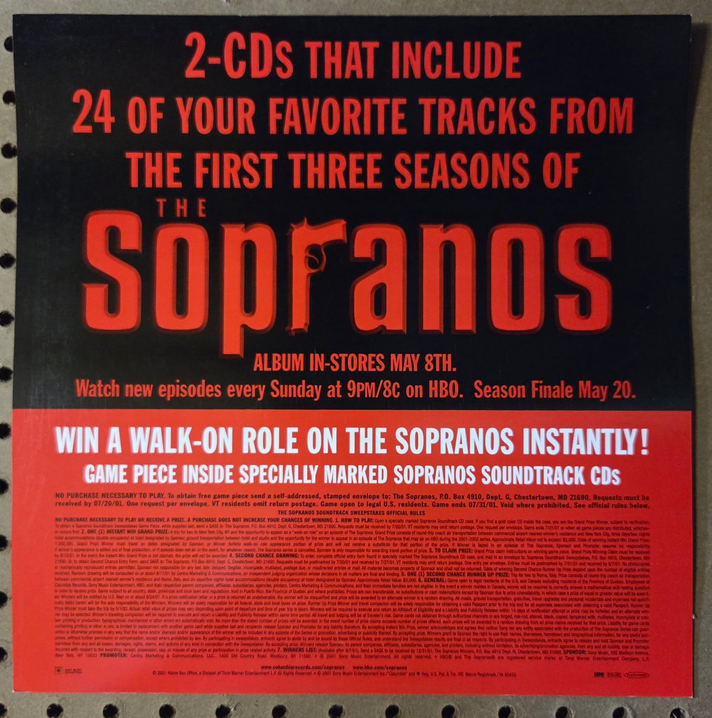 The Sopranos - Peppers & Eggs - Vintage 12x12 Double-sided Album Cover Promo Poster