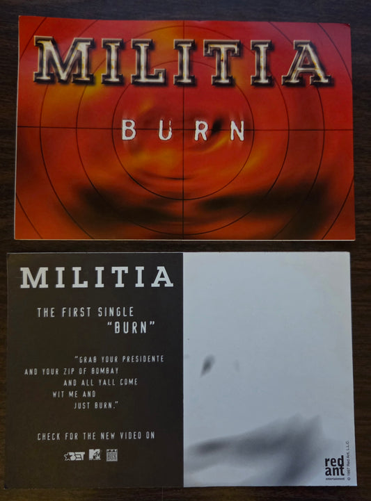 Militia "Burn" Promo sticker - Vintage 1997 Red Ant Entertainment Rare Hip Hop