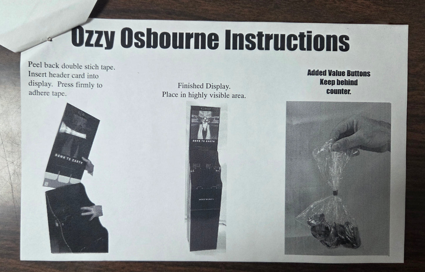 Ozzy Osbourne - Down to Earth Original Promotional Display